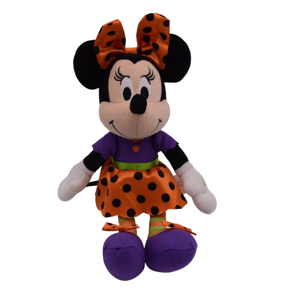 Disney Halloween MINNIE MOUSE 10" Plush Stuffed Animal - Orange Polka Dot